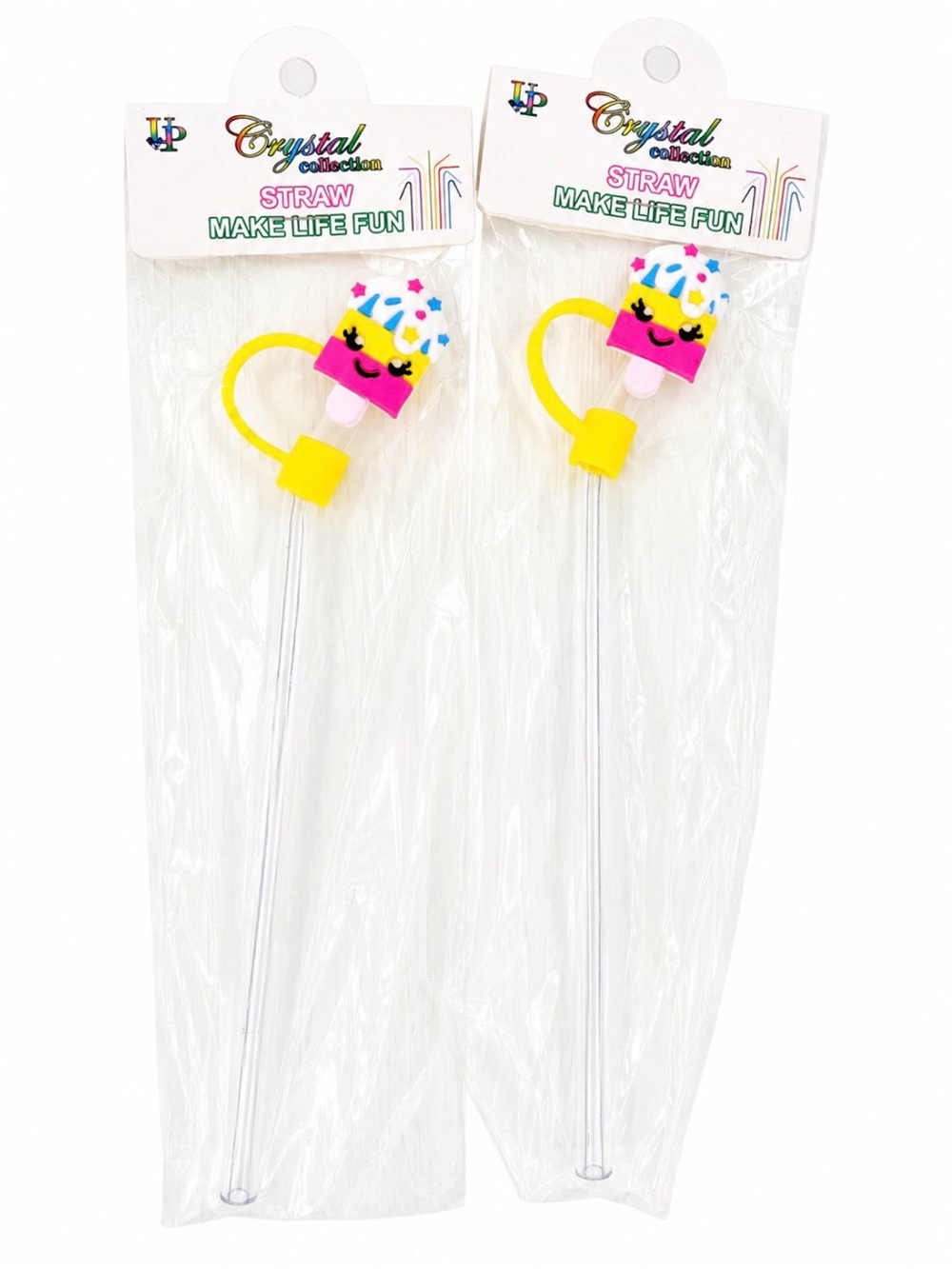 TWO KAWAII STYLE CUTE POPSICLE REUSABLE STRAWS